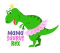 Mama Suarus rex - funny hand drawn doodle, cartoon dinosaur. Royalty Free Stock Photo