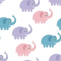 Simple baby background. Vector seamless pattern with cute cartoon elephants Royalty Free Stock Photo