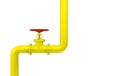 Gas pipeline with a red valve side view on a white background. Vector illustration for industry. Royalty Free Stock Photo