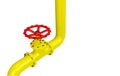 Gas pipeline diagonal view with red valve isolated on a white background.Vector illustration for industrial. Royalty Free Stock Photo