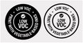 \'low voc, Printed with vegitable based inks.\' vector stamp