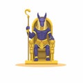 Anubis Egypt god sit in altar figure cartoon illustration vector Royalty Free Stock Photo