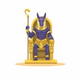 Anubis Egypt god sit in altar figure cartoon illustration vector