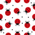 Ladybug seamless pattern. Ladybirds insects flying. Royalty Free Stock Photo