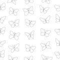 Butterfly seamless pattern. Line butterflies shape wallpaper.