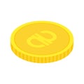 Gold Ukrainian currency coin. Isometric golden money icon. Wealth symbol. Royalty Free Stock Photo
