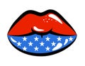 Independence Day USA with lips American flag.