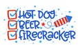 Hot dog, beer, firecracker - funny Independence Day Royalty Free Stock Photo