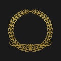 Laurel wreath gold emblem. Greek olive branch. Royalty Free Stock Photo