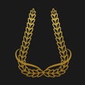 Laurel wreath gold emblem. Greek olive branch. Royalty Free Stock Photo