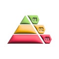 Pyramid infographic 3D. Triangle hierarchy data with 3 segments.