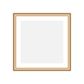 Photo frame. Wooden square mockup. Realistic empty brown photoframe. Royalty Free Stock Photo