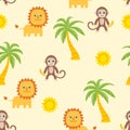 Cute African animals seamless pattern. Vector kids background. Royalty Free Stock Photo