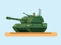 Tank army force vehicle object cartoon illustration vector Royalty Free Stock Photo