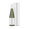 Green Glass Wine Bottle With Label and Cardboard Tube Royalty Free Stock Photo