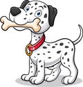 Cartoon dalmatian dog holding a bone in its mouth