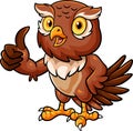 Cartoon cute owl giving thumbs up Royalty Free Stock Photo