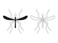 Mosquito malaria set. Line flying mosquitoes insects collection