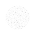 Sphere with connected triangular shapes. Low poly circle line drawing symbol. Royalty Free Stock Photo