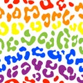 Leopard pattern design in rainbow colors - funny drawing seamless ocelot pattern.