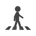 Vector isolated illustration of black and white stick figure walking on a pedestrian crossing, a design of zebra cross street sign Royalty Free Stock Photo