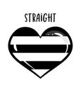 Straight heart symbol - Rainbow heart sticker Pride Banner. LGBT Flag colors.