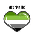 Aromantic heart symbol - Rainbow heart sticker Pride Banner. LGBT Flag colors.