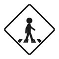 Vector illustration of traffic rectangle sign for zebra cross, pedestrian road crossing, pelican walk zone in black and white Royalty Free Stock Photo