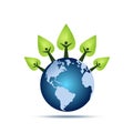 Eco icon with globe.