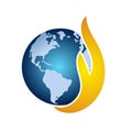 Globe world Flame hands care symbol. Royalty Free Stock Photo