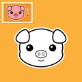 Piglet coloring book with palette colours. animal coloring book