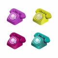 Telephone Vintage object isometric set in multicolor illustration vector Royalty Free Stock Photo