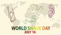 World Snake Day on July 16th urges increased awareness of the wide variety of species around the world. Royalty Free Stock Photo