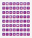 Violet gradient social media icons set for design websites, applications or social network communication.