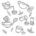 Tea ceremony doodle illustrations