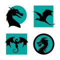Various dark wyverns as stickers for web design. Royalty Free Stock Photo
