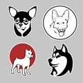 Lovely puppies as sticker pack for design websites, logo, icons, signs, applications or social network communication. Royalty Free Stock Photo
