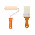 Roller and brush paint tools object set illustration vector Royalty Free Stock Photo