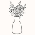 Illustration of flowers in a vase Beautiful flowers a glass jar hand painted vector wedding greeting card Royalty Free Stock Photo