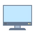 Flat screen LCD vector icon on white. Royalty Free Stock Photo