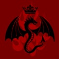 Black dragon with crown over his head as symbol of the house Targaryen.