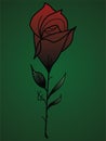 Red rose cartoon style on color background. Royalty Free Stock Photo