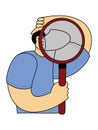 Man holding magnifying glass line icon Royalty Free Stock Photo