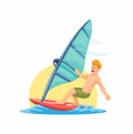 Wind surfing water sport illustration vector