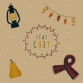 Autumn set of hand drawn cozy elements Royalty Free Stock Photo