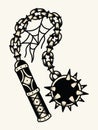 Vector illustration of flail in tattoo style Royalty Free Stock Photo