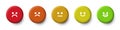 Rating scale or pain scale in the form of emoticons. From red to green smiley. 3d Emoticons.