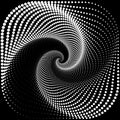 A background several dotted circles wrapped around each other in a spiral shape