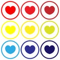 Love vector with 3 types of red, yellow, and blue colors