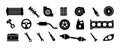 Auto parts. Car spare parts. Set of vector black icons. Big set of spare parts. Vector clipart isolated on white background. Royalty Free Stock Photo